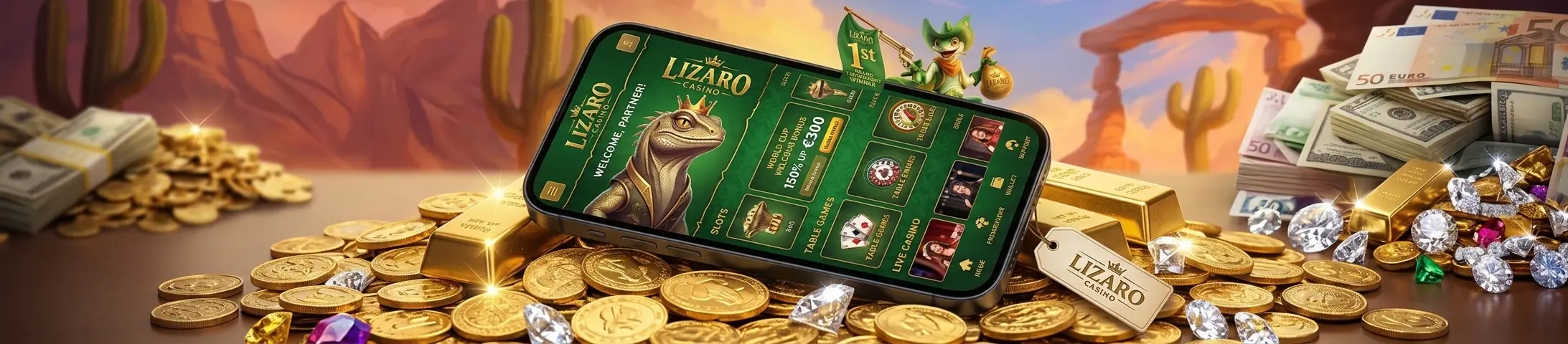 Lizaro Casino app on a smartphone